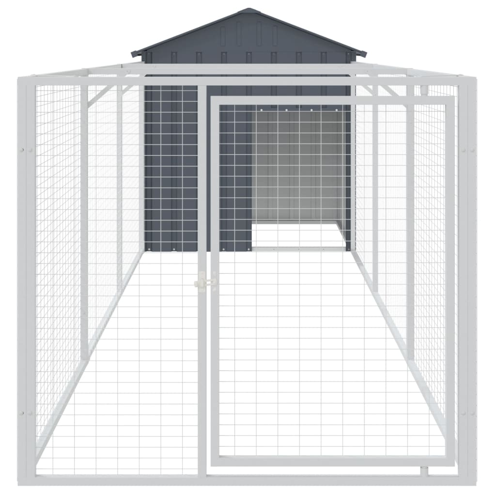 Hondenhok Met Dak Gegalvaniseerd Staal 117 x 405 x 123 cm Antraciet