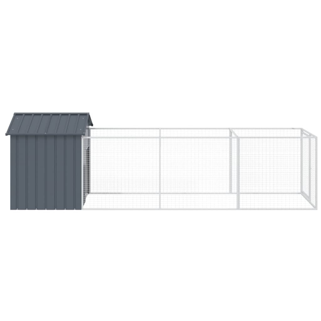 Hondenhok Met Dak Gegalvaniseerd Staal 117 x 405 x 123 cm Antraciet