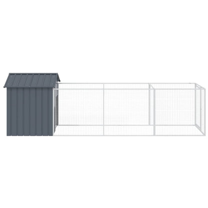 Hondenhok Met Dak Gegalvaniseerd Staal 117 x 405 x 123 cm Antraciet