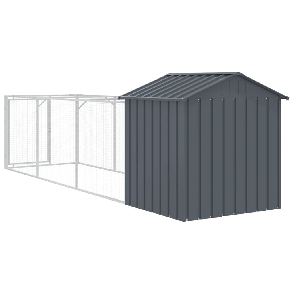 Hondenhok Met Dak Gegalvaniseerd Staal 117 x 405 x 123 cm Antraciet