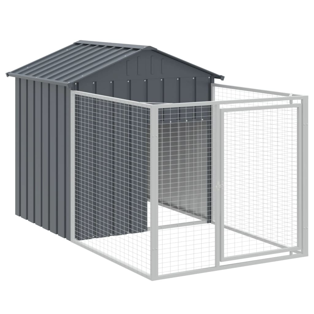 Hondenhok Met Dak Gegalvaniseerd Staal 117 x 405 x 123 cm Antraciet