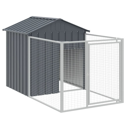 Hondenhok Met Dak Gegalvaniseerd Staal 117 x 405 x 123 cm Antraciet