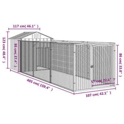 Hondenhok Met Dak Gegalvaniseerd Staal 117 x 405 x 123 cm Antraciet
