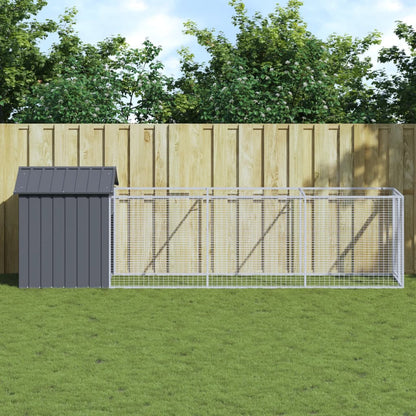 Hondenhok Met Dak Gegalvaniseerd Staal 117 x 405 x 123 cm Antraciet