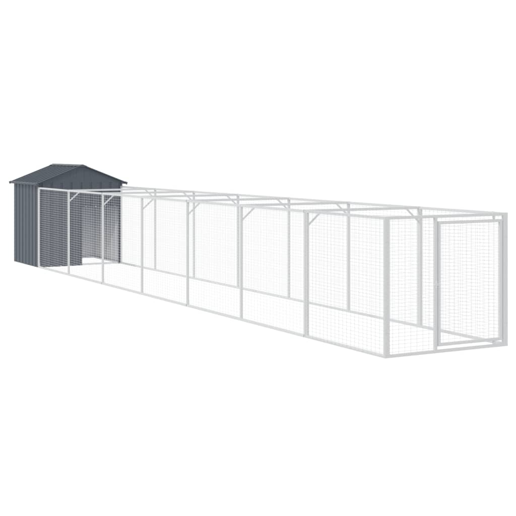 Hondenhok Met Dak Gegalvaniseerd Staal 117 x 813 x 123 cm Antraciet