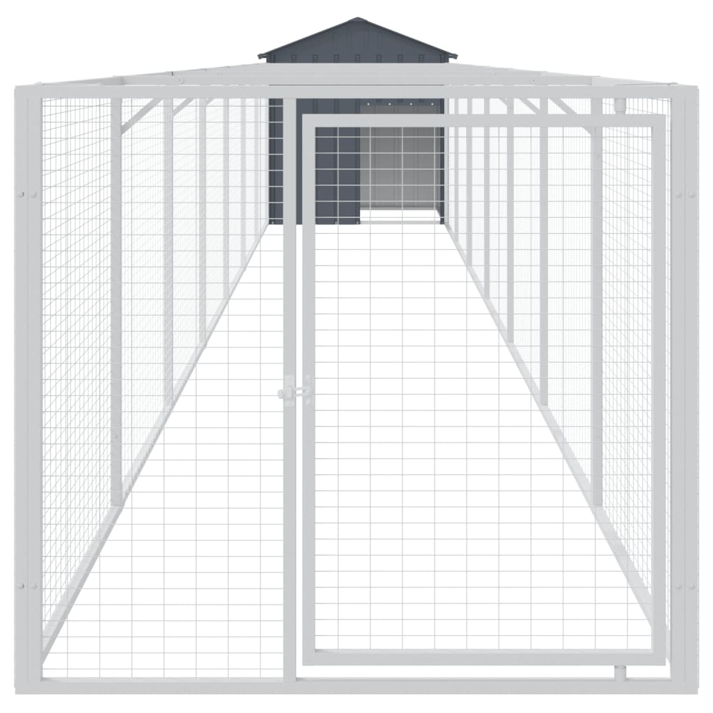 Hondenhok Met Dak Gegalvaniseerd Staal 117 x 813 x 123 cm Antraciet
