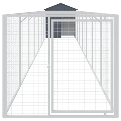Hondenhok Met Dak Gegalvaniseerd Staal 117 x 813 x 123 cm Antraciet