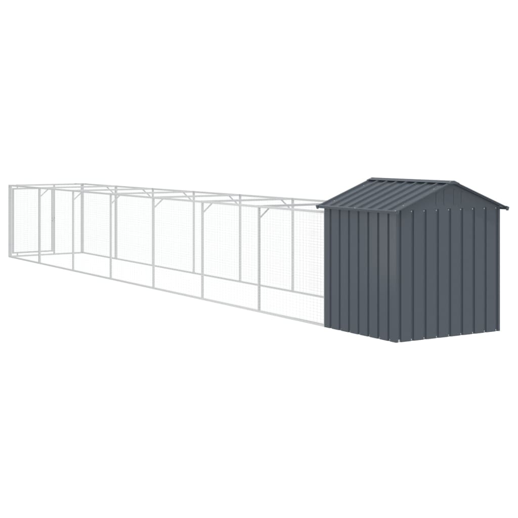 Hondenhok Met Dak Gegalvaniseerd Staal 117 x 813 x 123 cm Antraciet