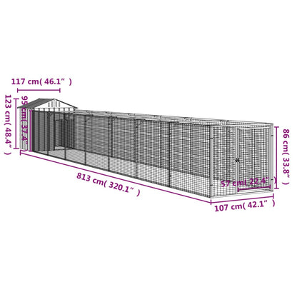 Hondenhok Met Dak Gegalvaniseerd Staal 117 x 813 x 123 cm Antraciet