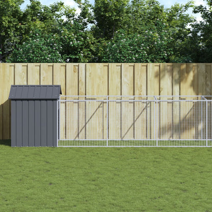 Hondenhok Met Dak Gegalvaniseerd Staal 117 x 813 x 123 cm Antraciet