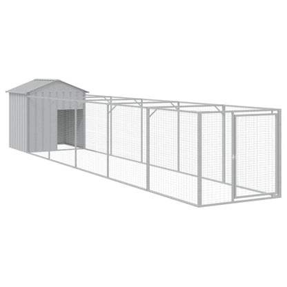 Hondenhok Met Dak Staal 117 x 609 x 123 cm Lichtgrijs