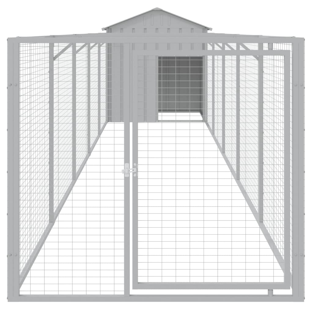 Hondenhok Met Dak Staal 117 x 609 x 123 cm Lichtgrijs