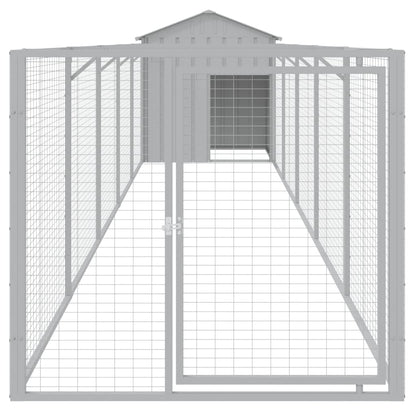 Hondenhok Met Dak Staal 117 x 609 x 123 cm Lichtgrijs