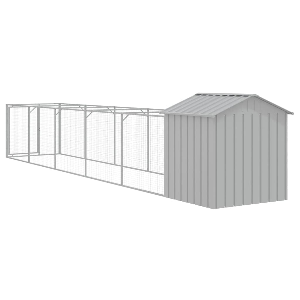 Hondenhok Met Dak Staal 117 x 609 x 123 cm Lichtgrijs