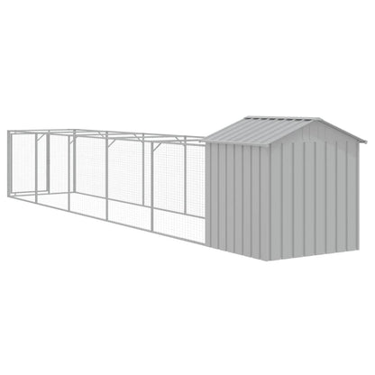Hondenhok Met Dak Staal 117 x 609 x 123 cm Lichtgrijs