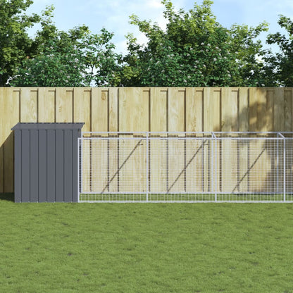 Hondenhok Met Ren Gegalvaniseerd Staal 110 x 609 x 110 cm Antraciet