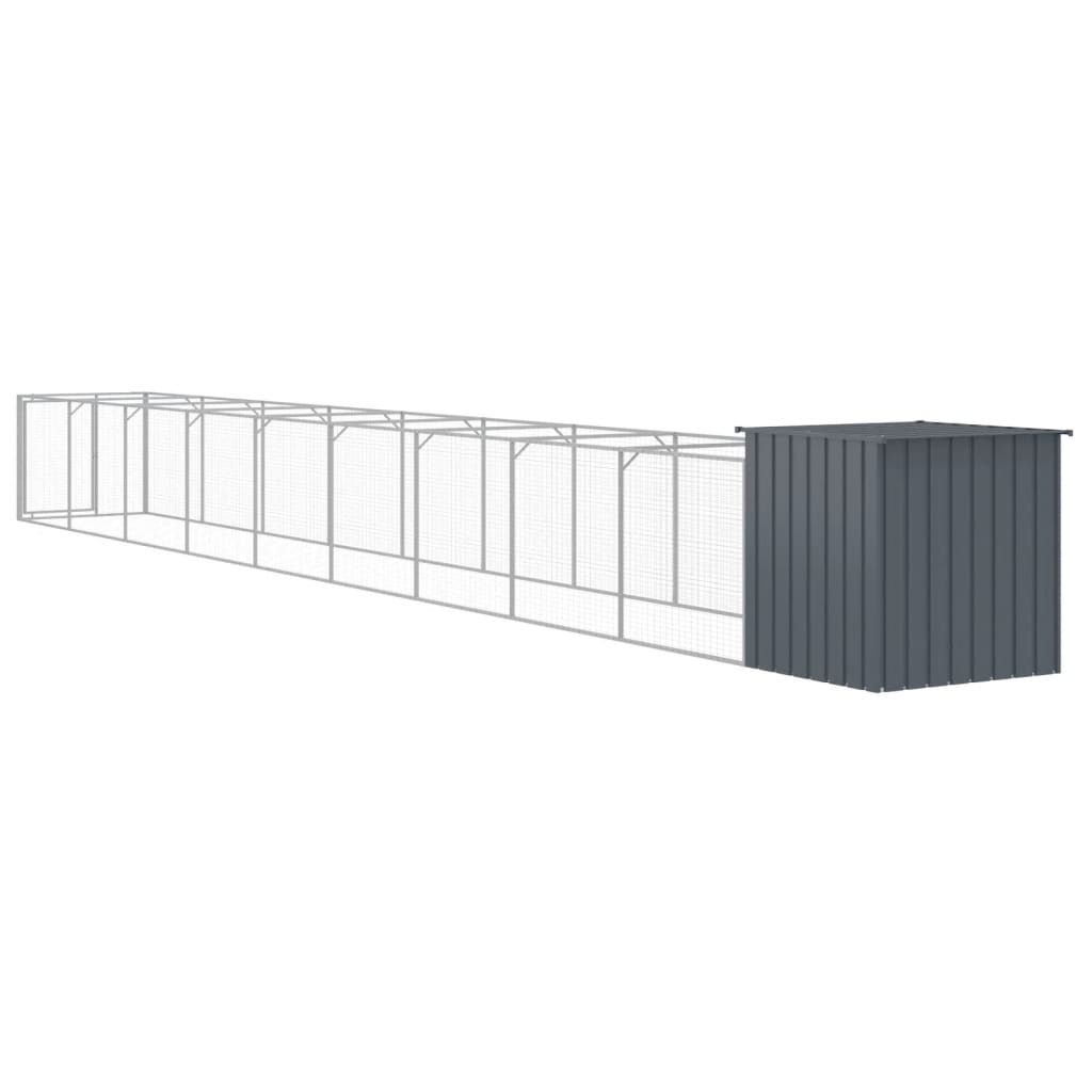 Hondenhok Met Ren Staal Kleurig 110 x 1017 x 110 cm Antraciet