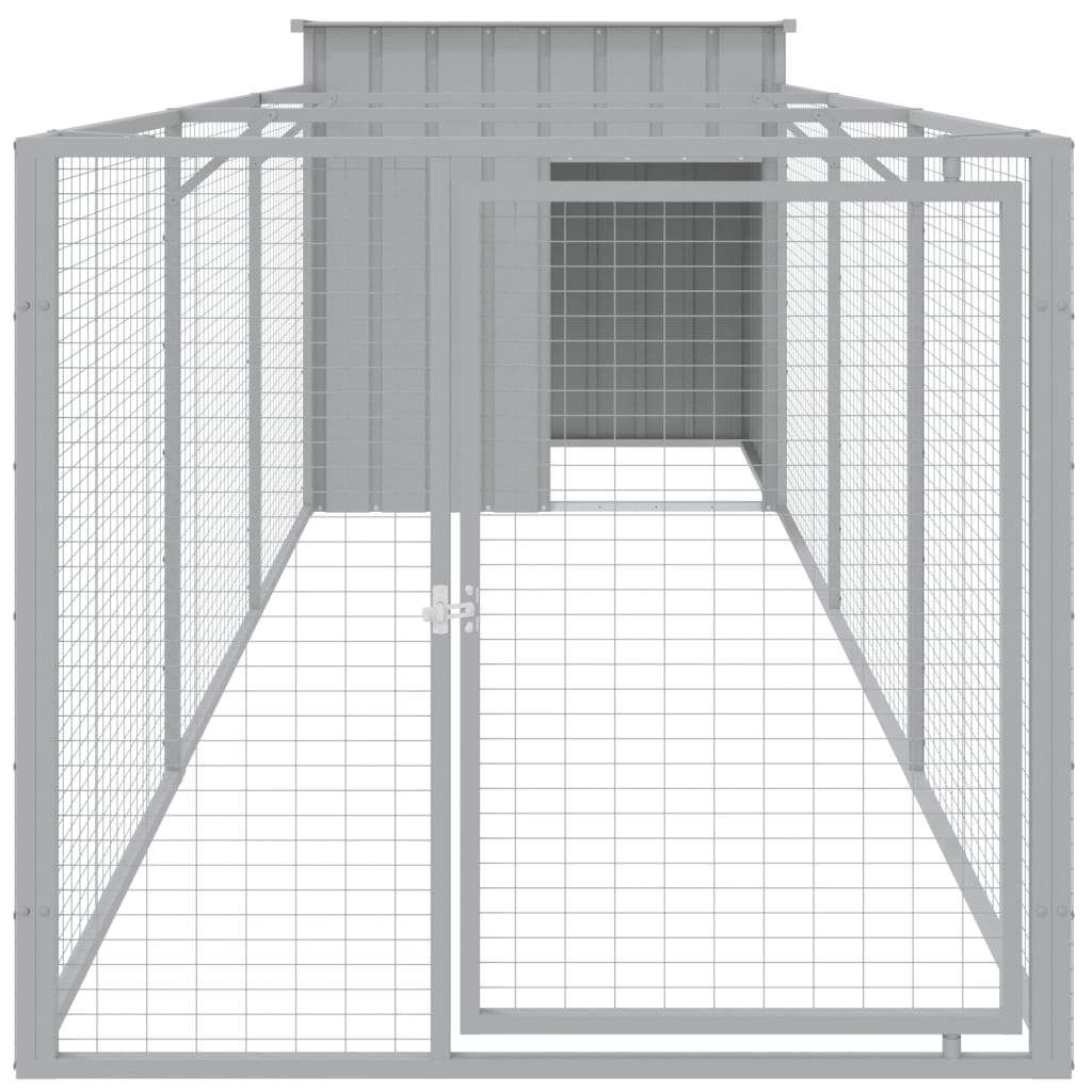 Hondenhok Met Ren Staal 110 x 405 x 110 cm Lichtgrijs