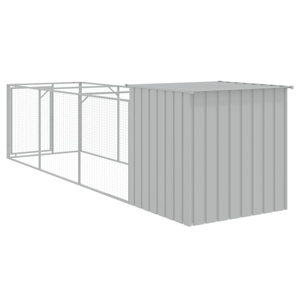 Hondenhok Met Ren Staal 110 x 405 x 110 cm Lichtgrijs