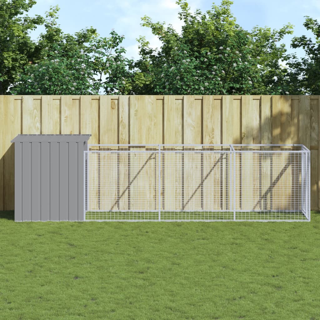 Hondenhok Met Ren Staal 110 x 405 x 110 cm Lichtgrijs