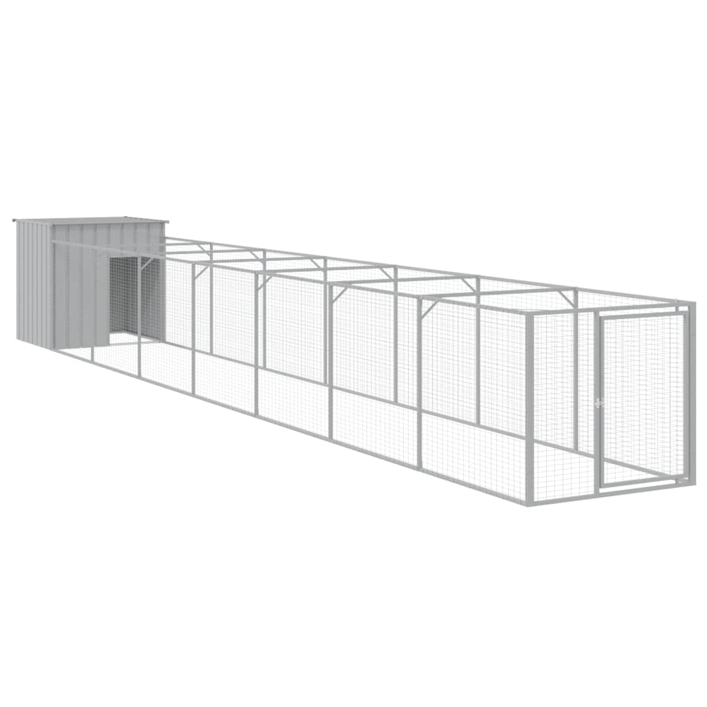 Hondenhok Met Ren Staal 110 x 813 x 110 cm Lichtgrijs