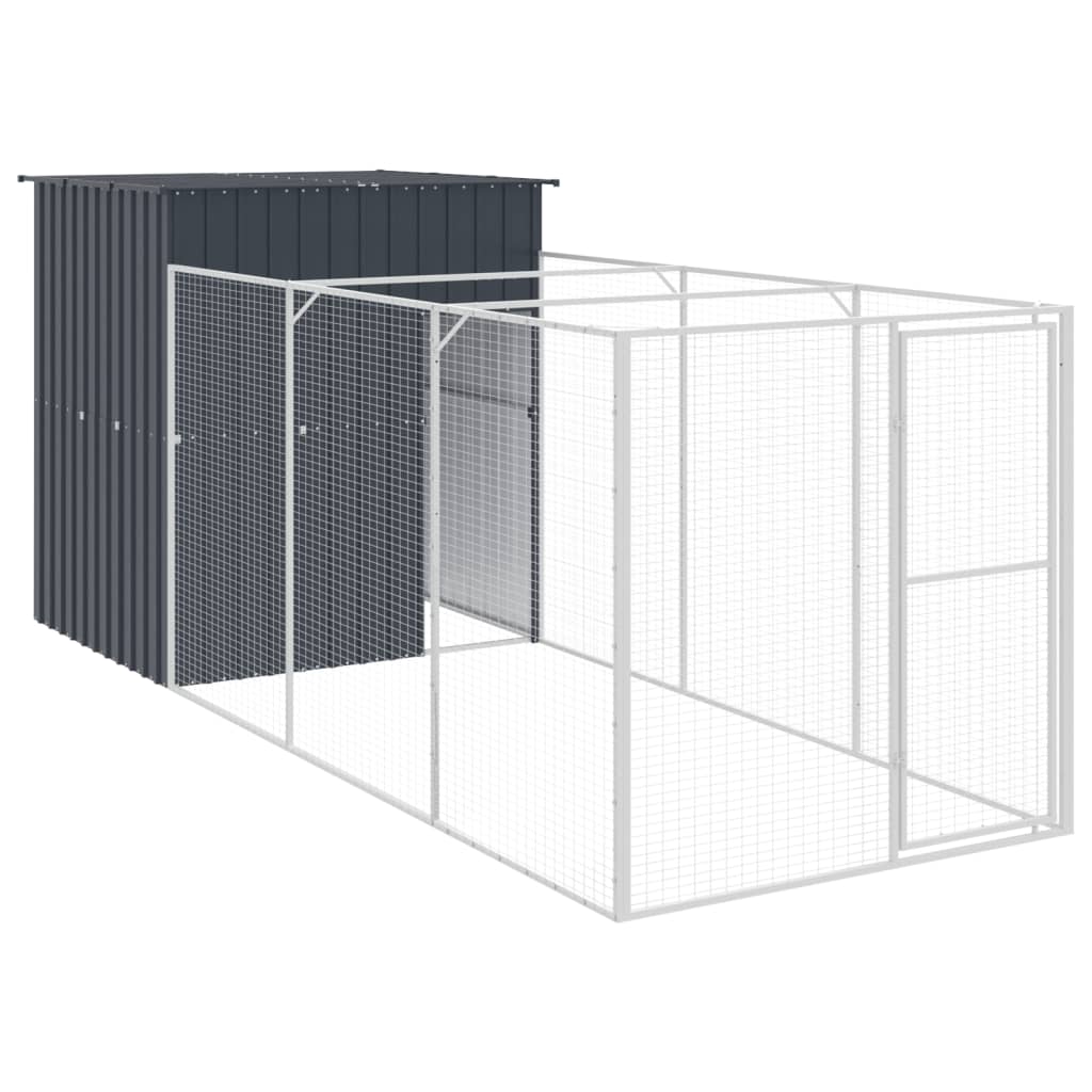 Hondenhok Met Ren Gegalvaniseerd Staal 165 x 455 x 181 cm Antraciet