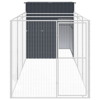Hondenhok Met Ren Gegalvaniseerd Staal 165 x 455 x 181 cm Antraciet