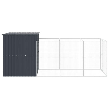 Hondenhok Met Ren Gegalvaniseerd Staal 165 x 455 x 181 cm Antraciet