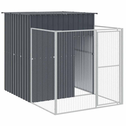 Hondenhok Met Ren Gegalvaniseerd Staal 165 x 455 x 181 cm Antraciet