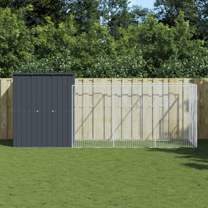 Hondenhok Met Ren Gegalvaniseerd Staal 165 x 455 x 181 cm Antraciet