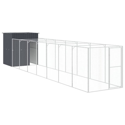 Hondenhok Met Ren Gegalvaniseerd Staal 165 x 863 x 181 cm Antraciet
