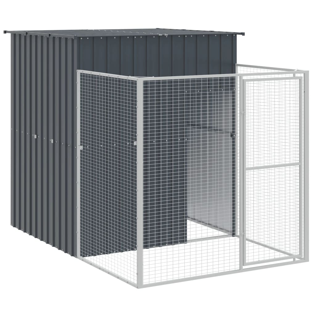 Hondenhok Met Ren Gegalvaniseerd Staal 165 x 863 x 181 cm Antraciet