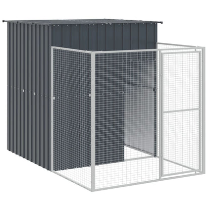 Hondenhok Met Ren Gegalvaniseerd Staal 165 x 863 x 181 cm Antraciet