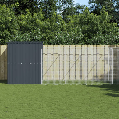 Hondenhok Met Ren Gegalvaniseerd Staal 165 x 863 x 181 cm Antraciet