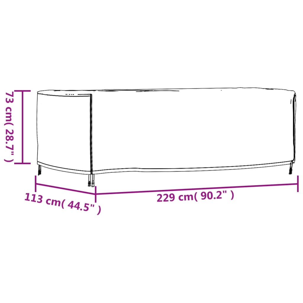 Tuinmeubelhoes waterdicht 420D 229x113x73 cm zwart