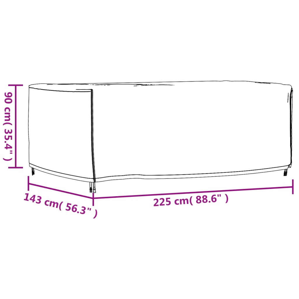 Tuinmeubelhoes waterdicht 420D 225x143x90 cm zwart