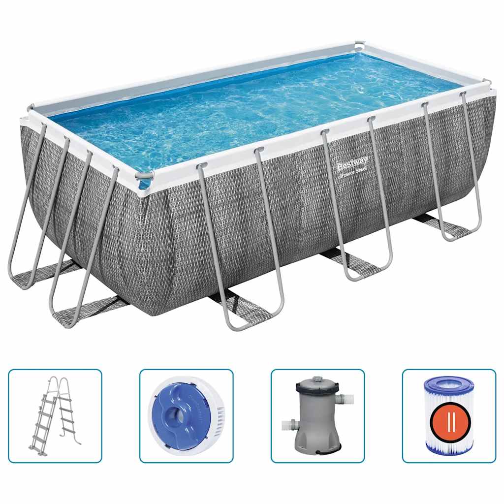 Power Steel Zwembadset rechthoekig 412x201x122 cm