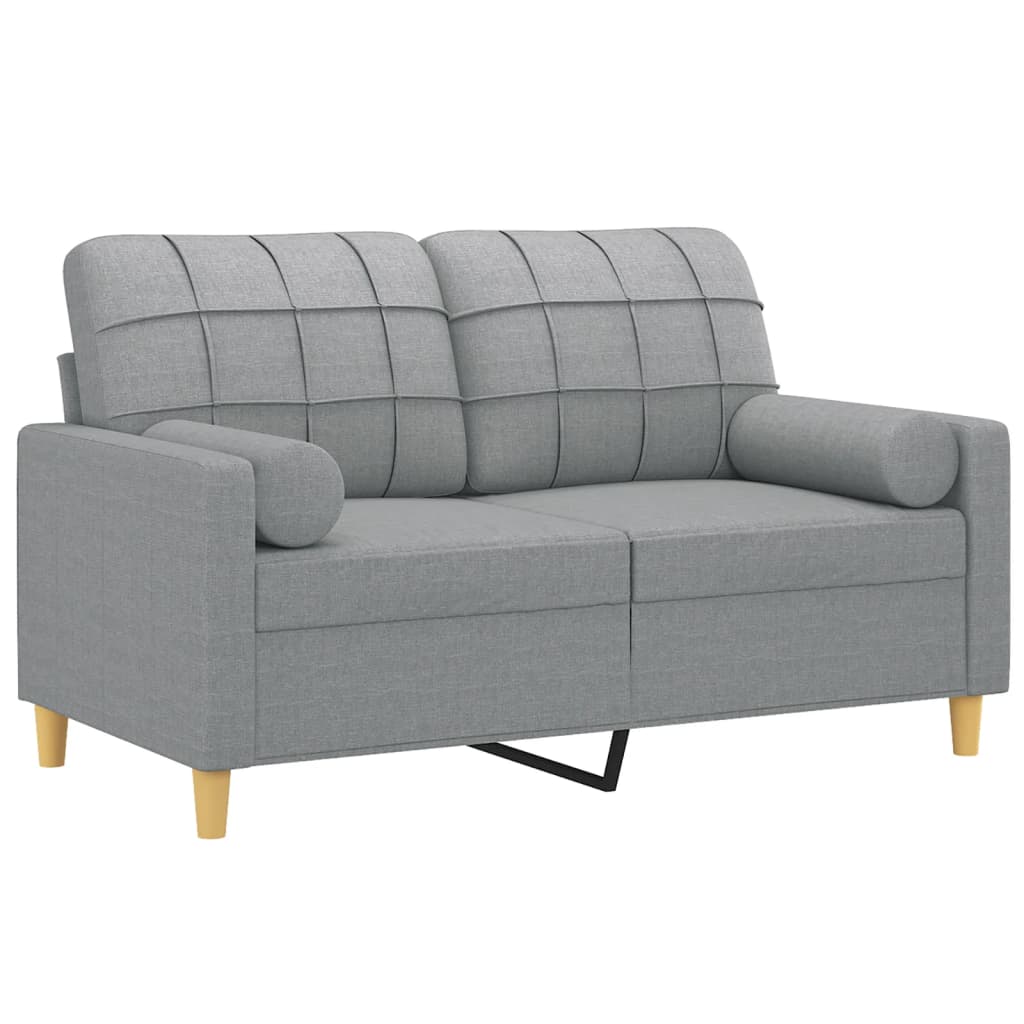 Tweezitsbank met sierkussens 120 cm stof lichtgrijs