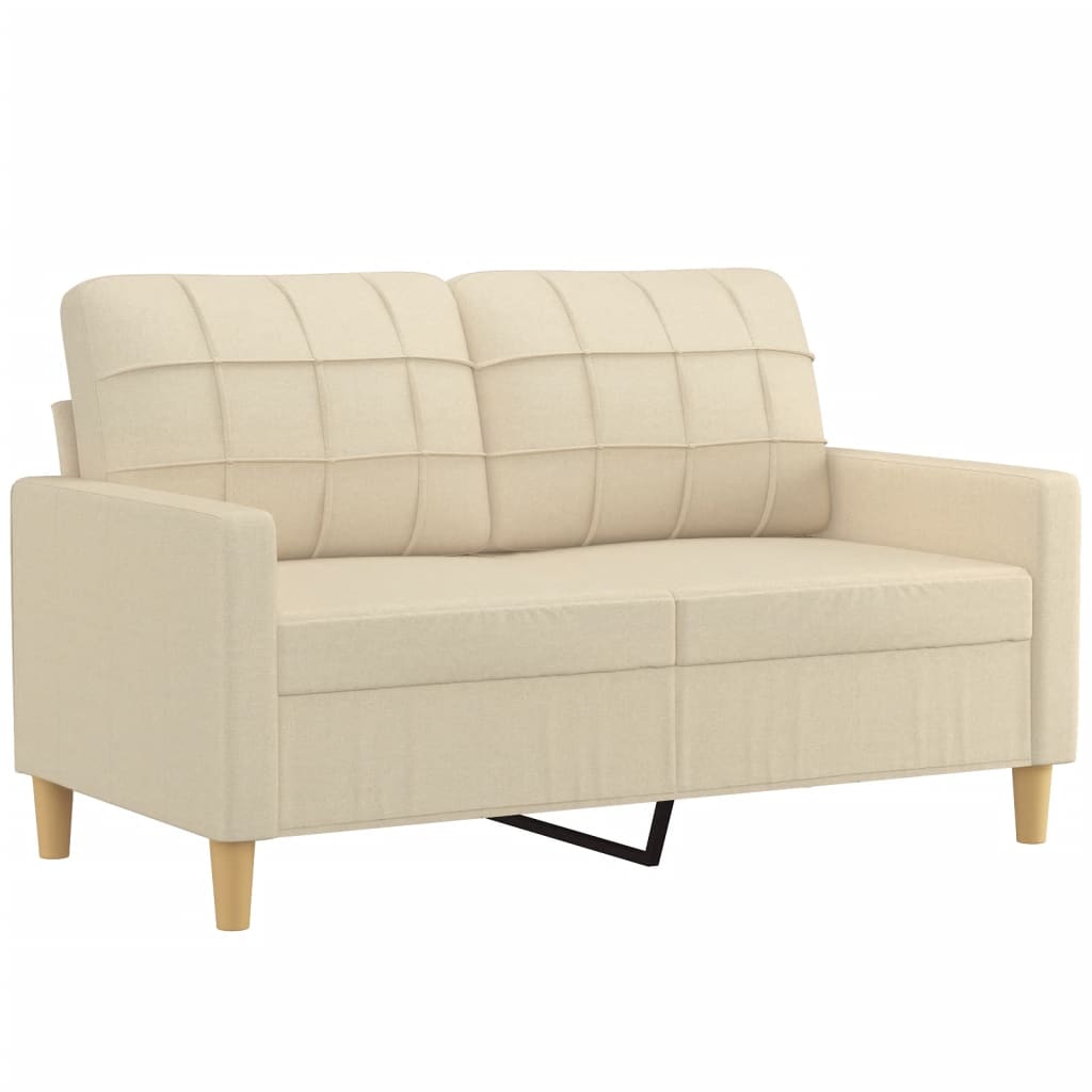 Tweezitsbank met sierkussens 120 cm stof crèmekleurig