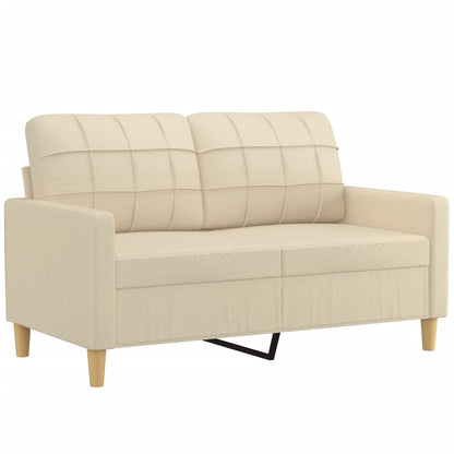 Tweezitsbank met sierkussens 120 cm stof crèmekleurig