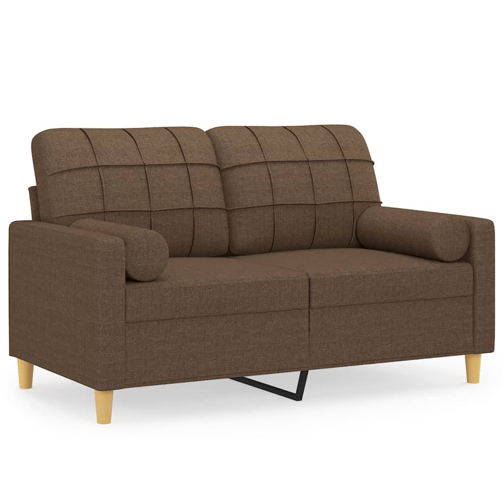 Tweezitsbank met sierkussens 120 cm stof bruin