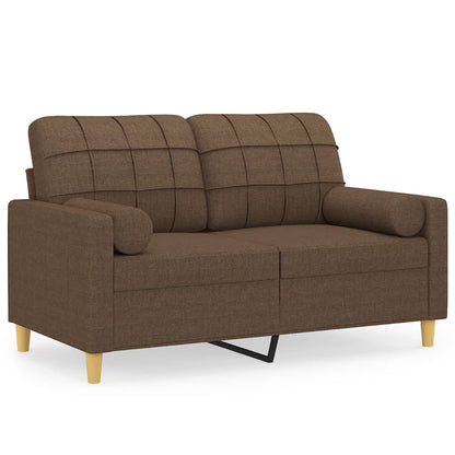 Tweezitsbank met sierkussens 120 cm stof bruin