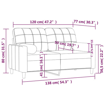 Tweezitsbank met sierkussens 120 cm stof bruin