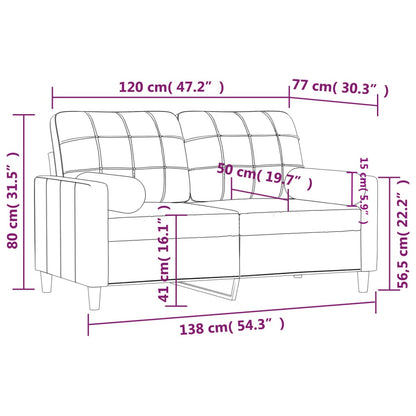 Tweezitsbank met sierkussens 120 cm stof taupe