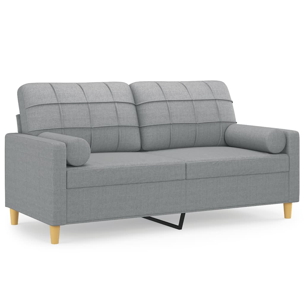 Tweezitsbank met sierkussens 140 cm stof lichtgrijs