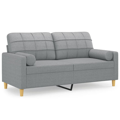 Tweezitsbank met sierkussens 140 cm stof lichtgrijs