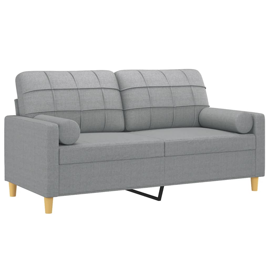 Tweezitsbank met sierkussens 140 cm stof lichtgrijs