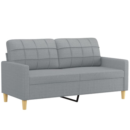 Tweezitsbank met sierkussens 140 cm stof lichtgrijs