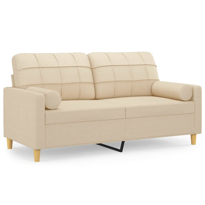 Tweezitsbank met sierkussens 140 cm stof crèmekleurig