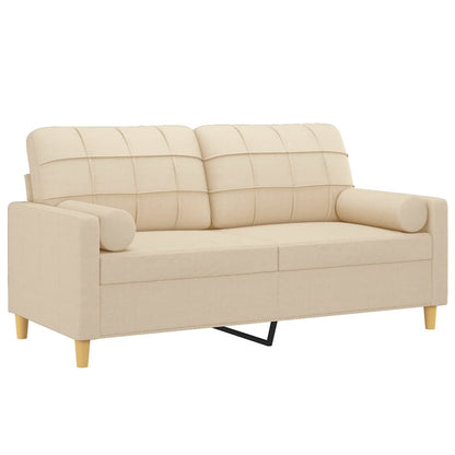 Tweezitsbank met sierkussens 140 cm stof crèmekleurig